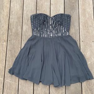 Calvin Klein Charcoal Dress Strapless Cocktail Dress